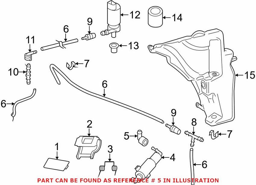 Audi Headlight Washer Hose Connector 8K0955665